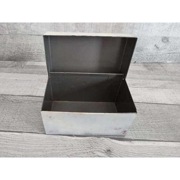 Vintage Ohio Art Co Metal Recipe Box With Blue Floral Lid Design & Recipe Cards - Picture 10 of 13